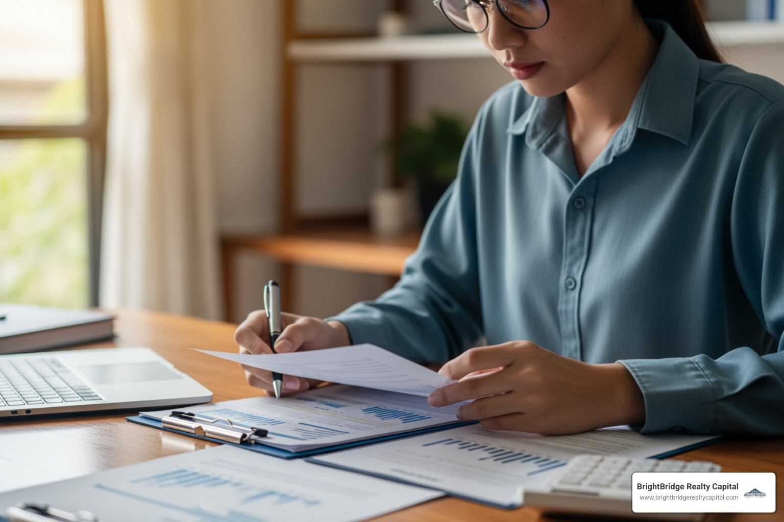 person reviewing financing documents for an investment property - grow real estate portfolio