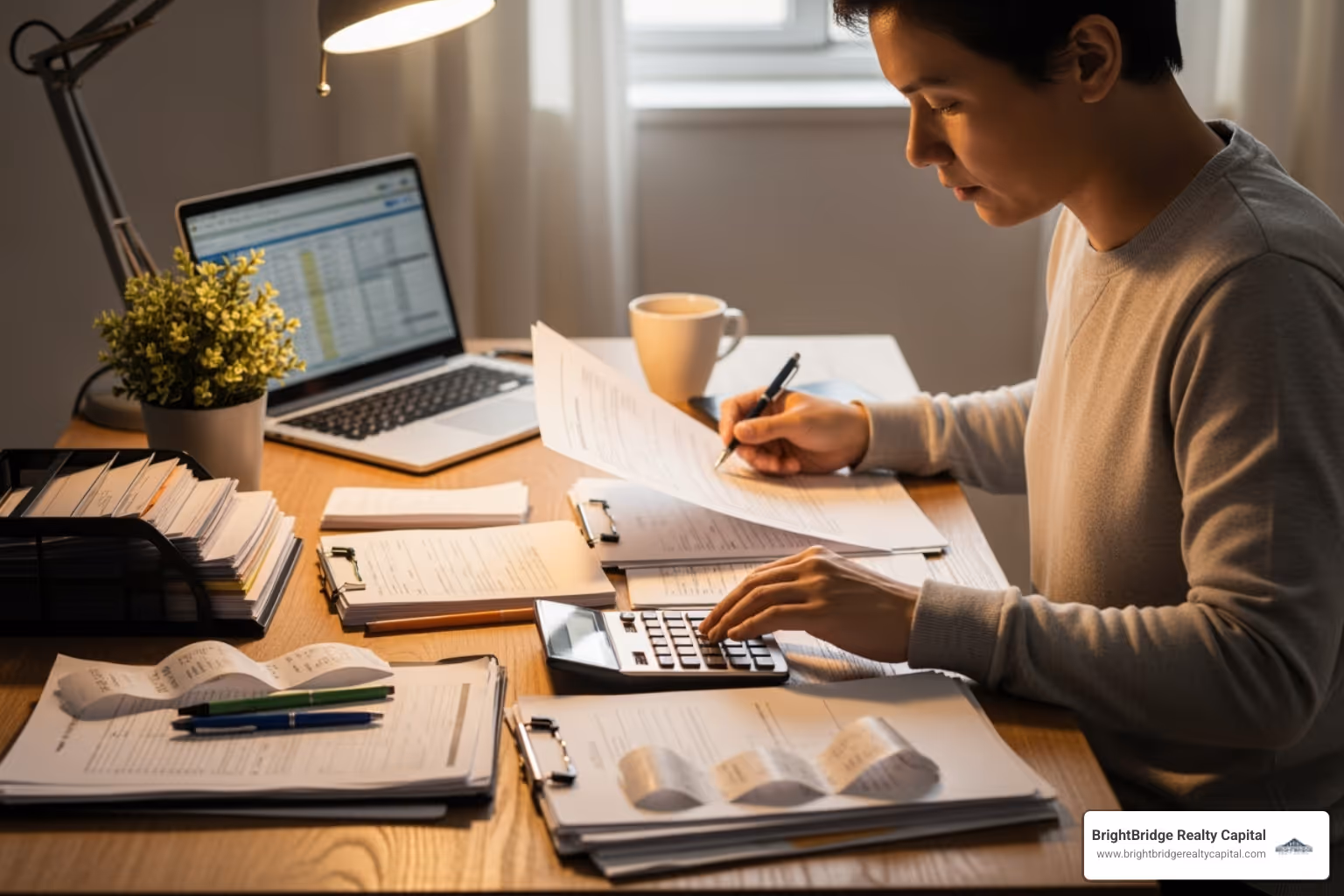 person organizing financial documents - vacation property financing