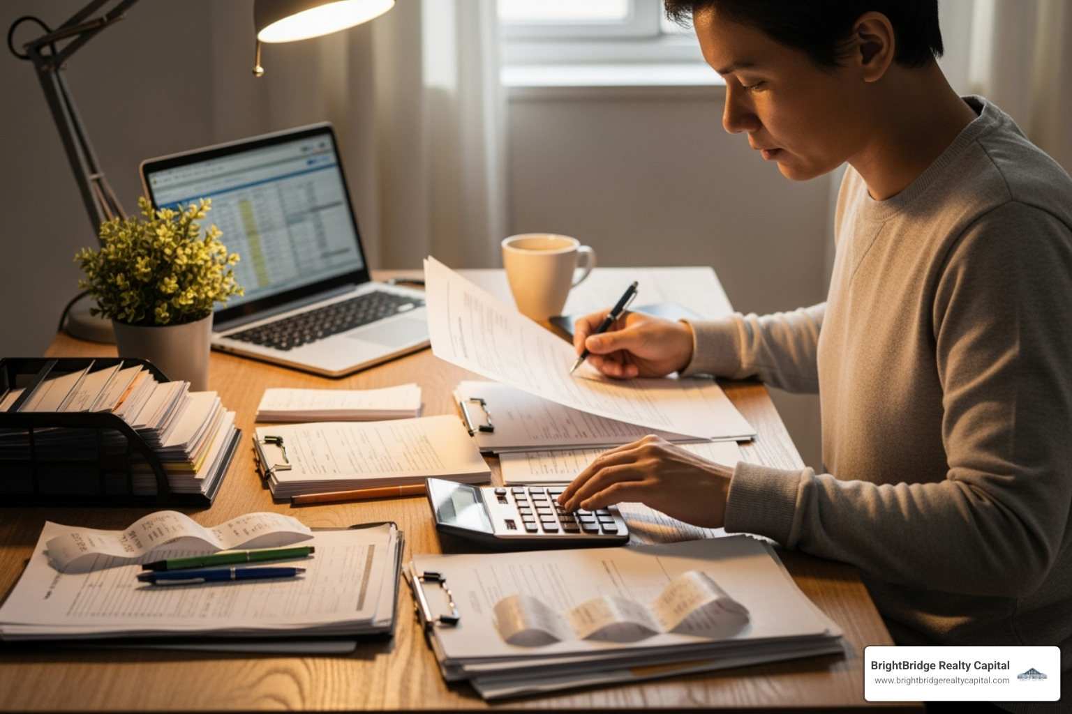 person organizing financial documents - vacation property financing