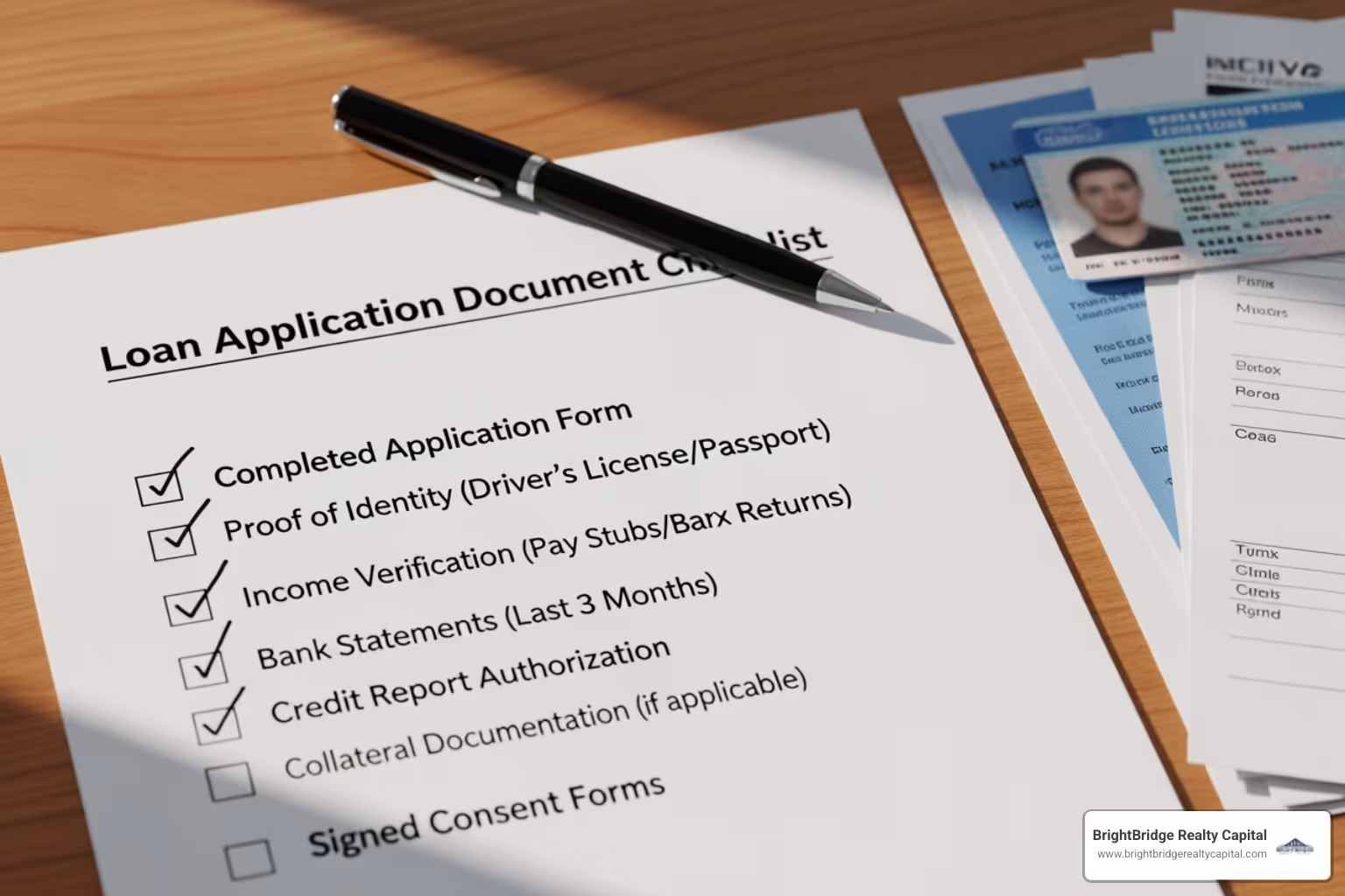 checklist with documents for a loan application - fast hard money