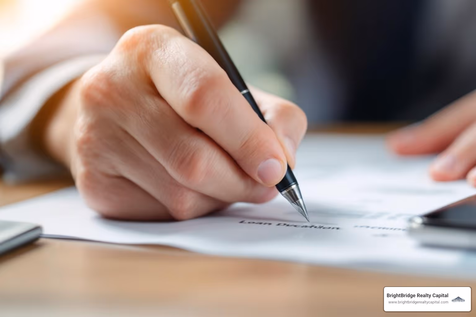 Person signing loan documents - best bridging loans rates