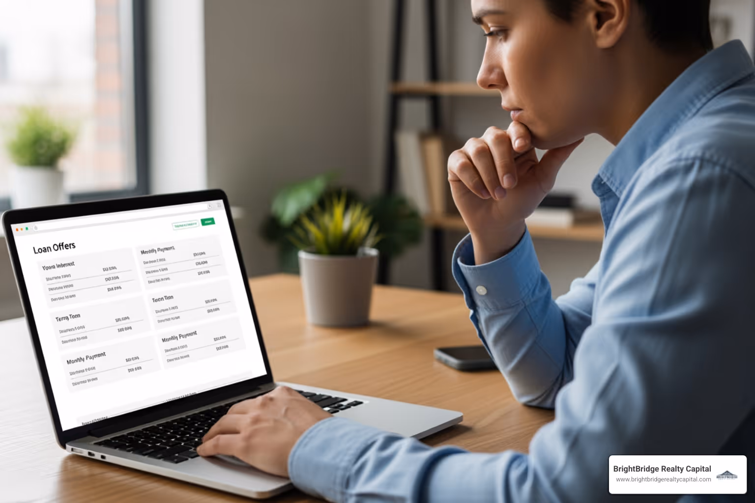 a person on a laptop comparing loan offers online - real estate purchase loans