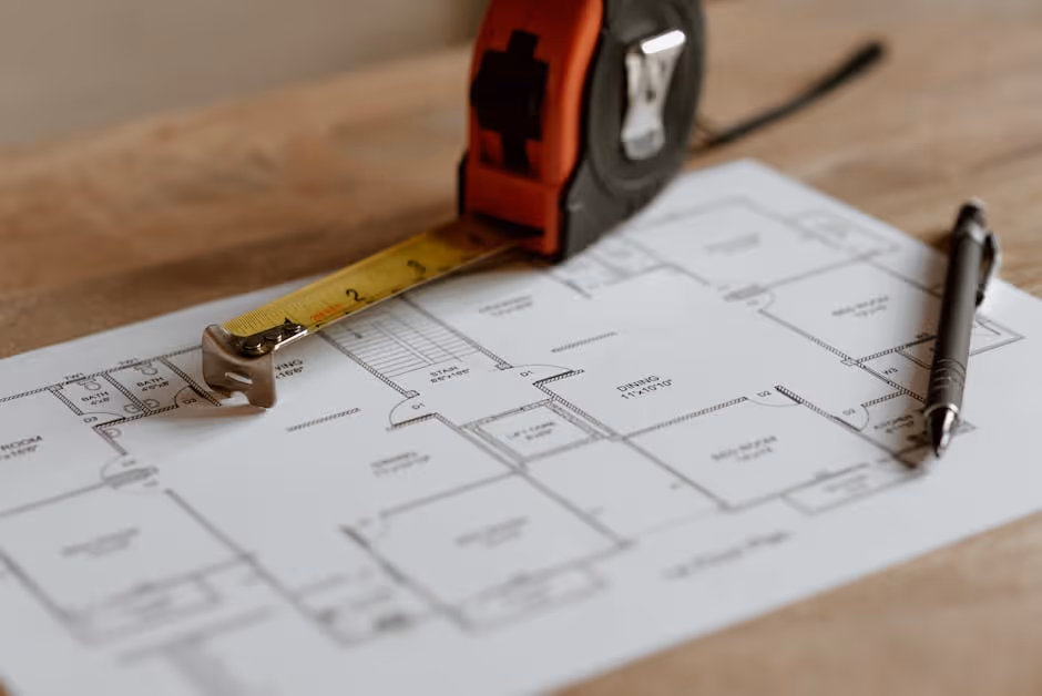 Blueprint on a table - how to find direct lender for real estate investing