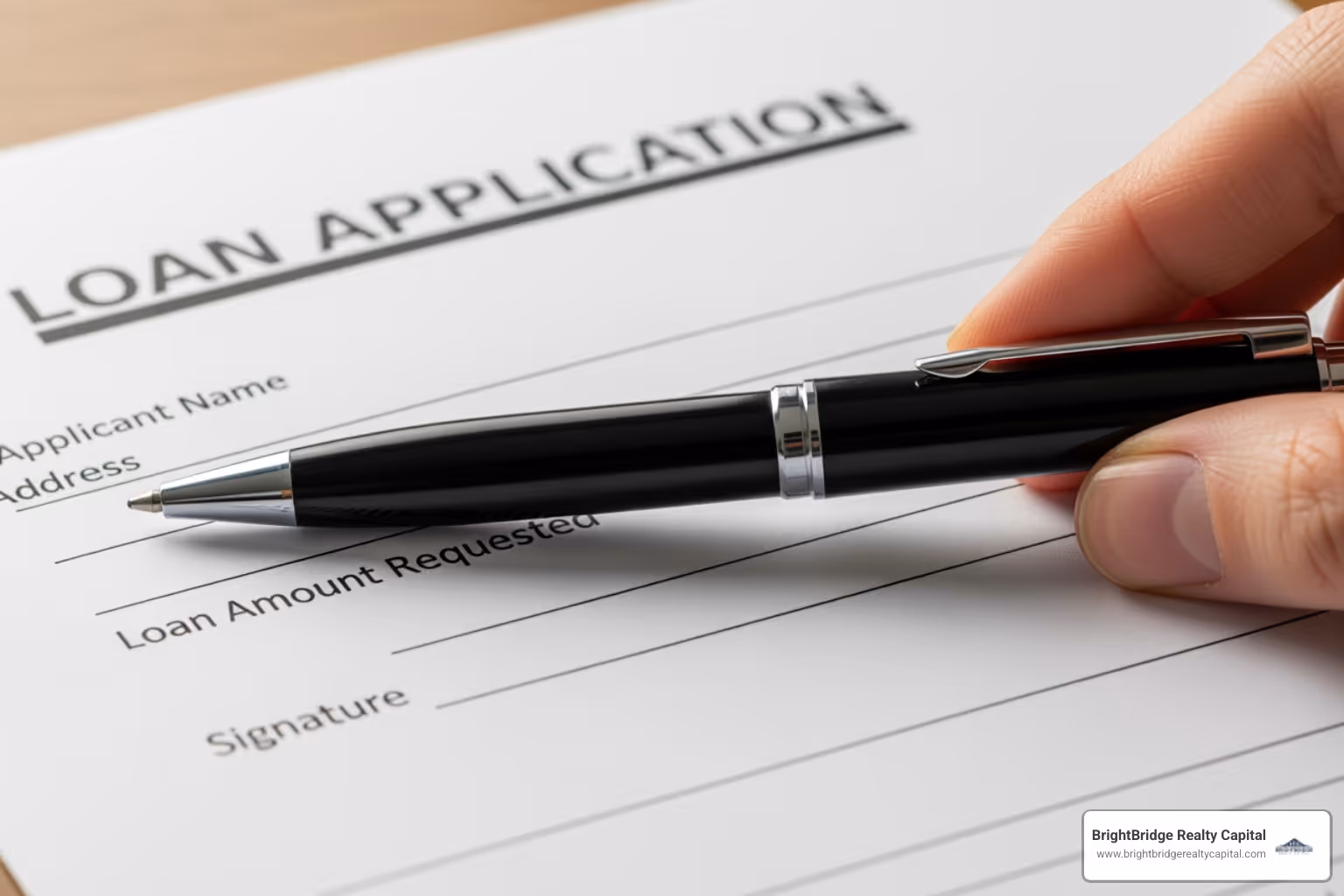loan application document with pen - Construction bridge financing
