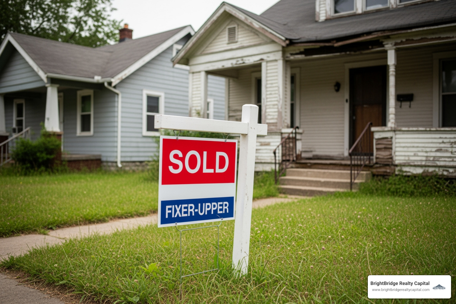 Sold sign on a fixer-upper - rapid real estate solutions