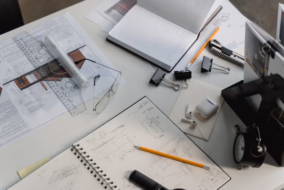 Blueprint or renovation plan on a table - bridging loan to flip property