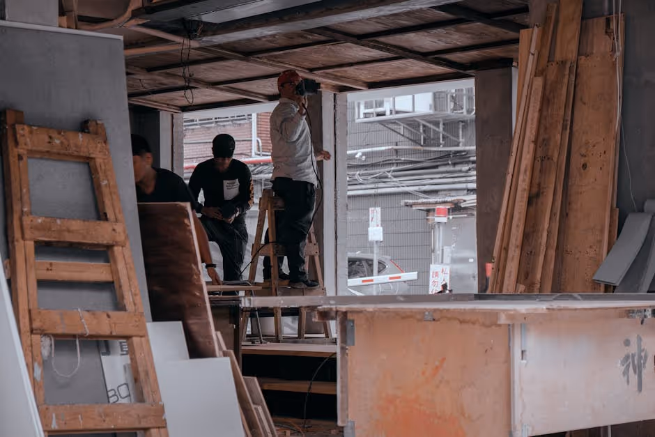 contractor team working on a kitchen renovation - quick turn real estate