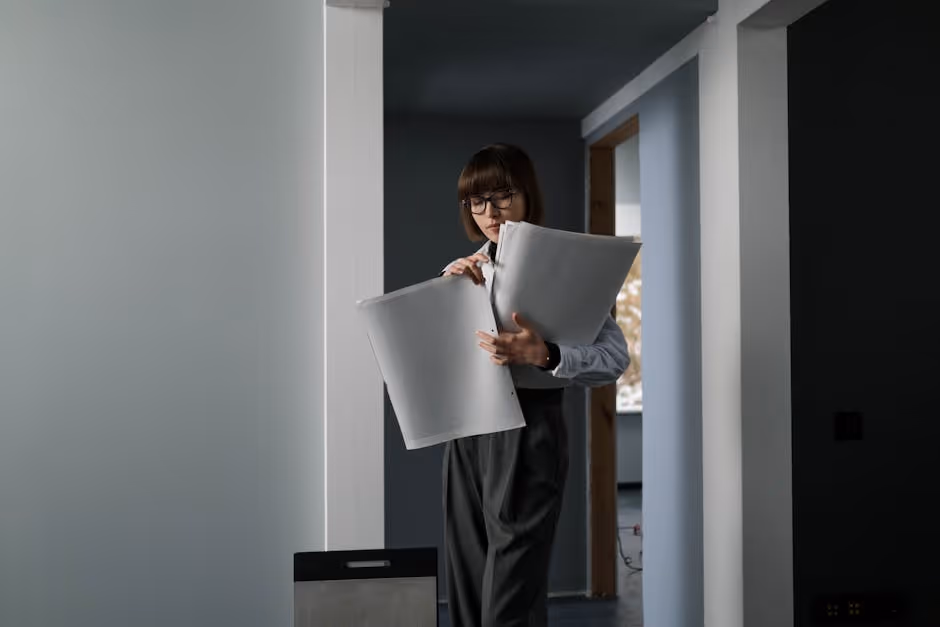 architect reviewing blueprints - commercial construction loans