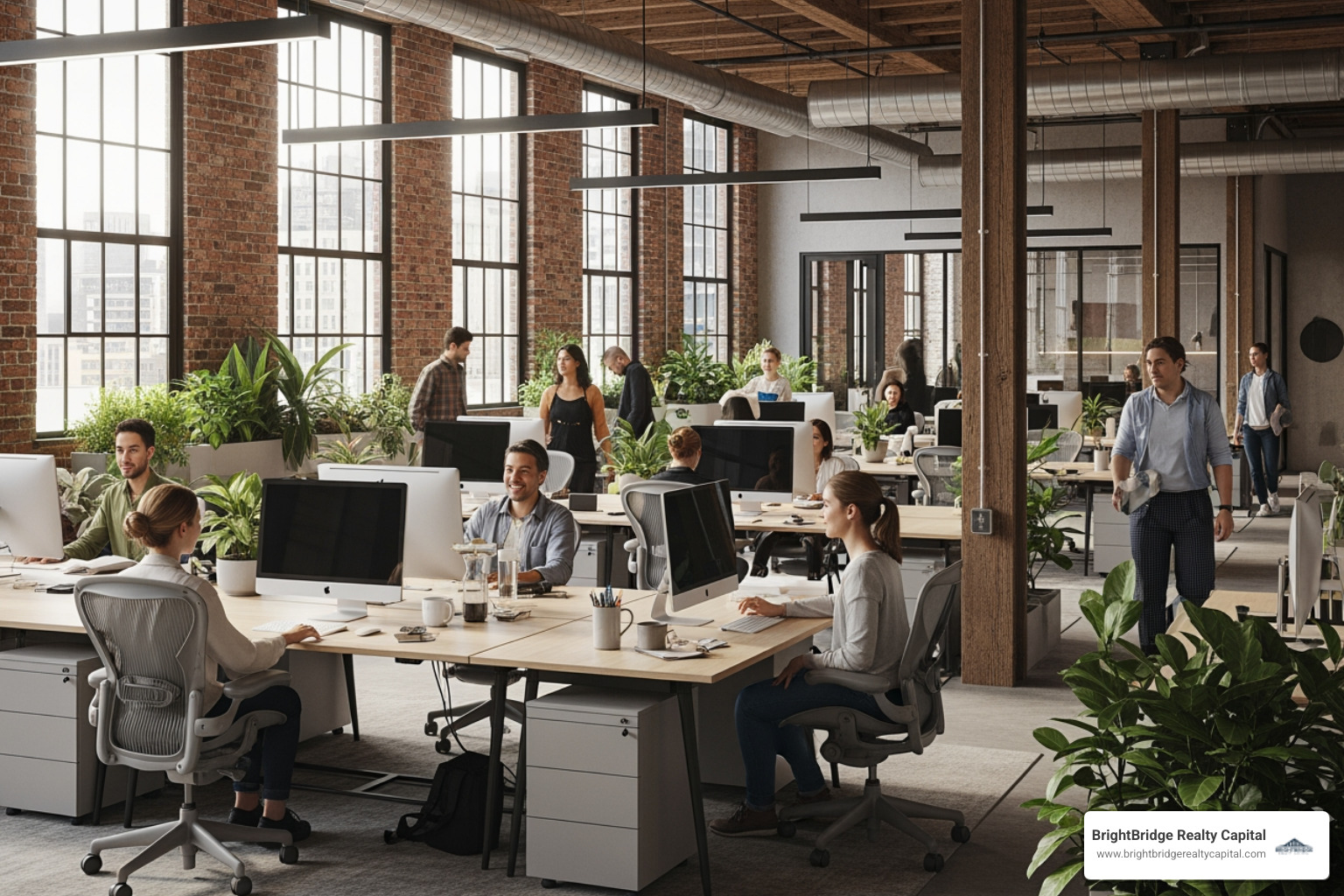 Renovated industrial space in Brooklyn used for creative offices - commercial real estate NY