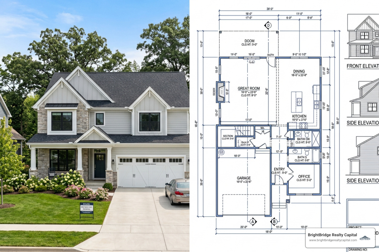 Comparing a finished home with a blueprint - nationwide construction loans Comparing a finished home with a blueprint - nationwide construction loans