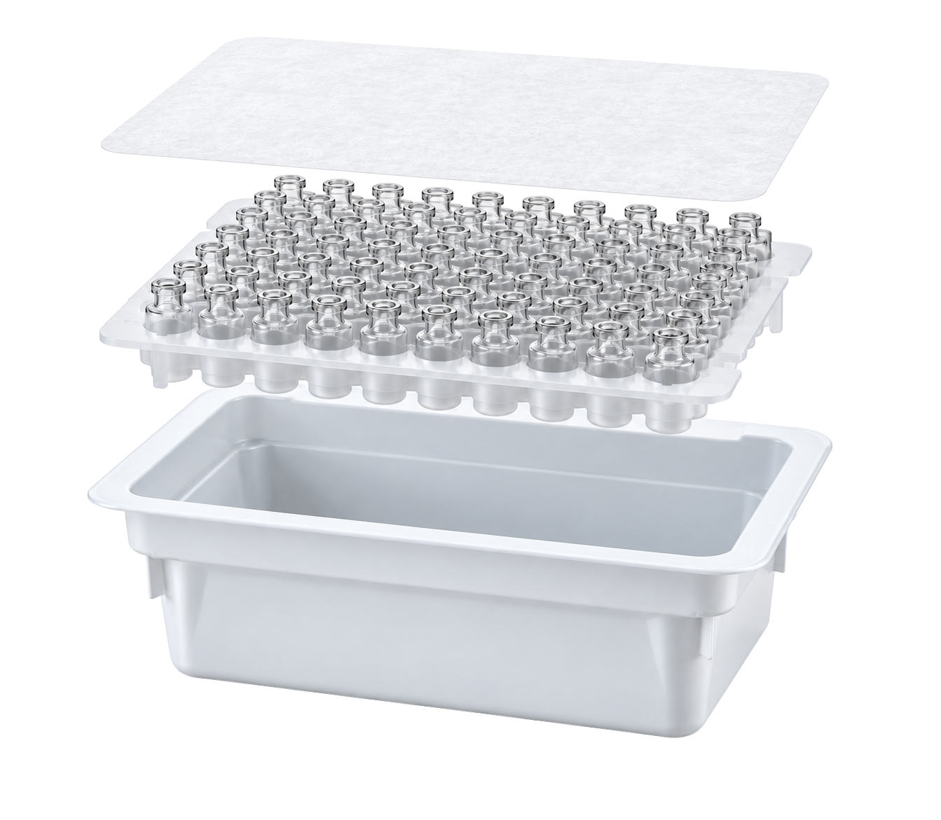 Nested sterile vial tub format