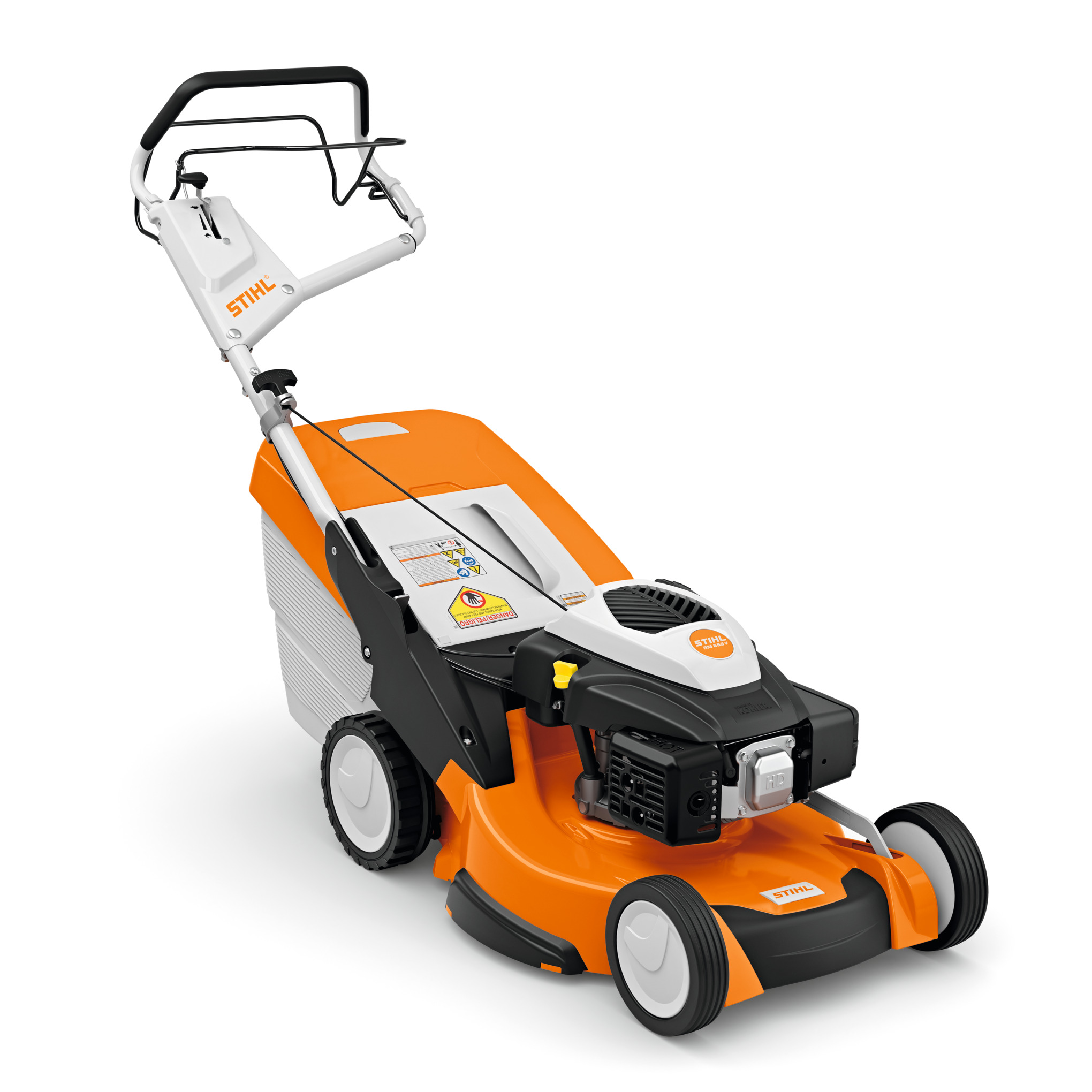 Enjoy powerful performance and convenience with the RM 655 V with mono-comfort handlebar, polymer grass bag, and variable-speed self-propel.