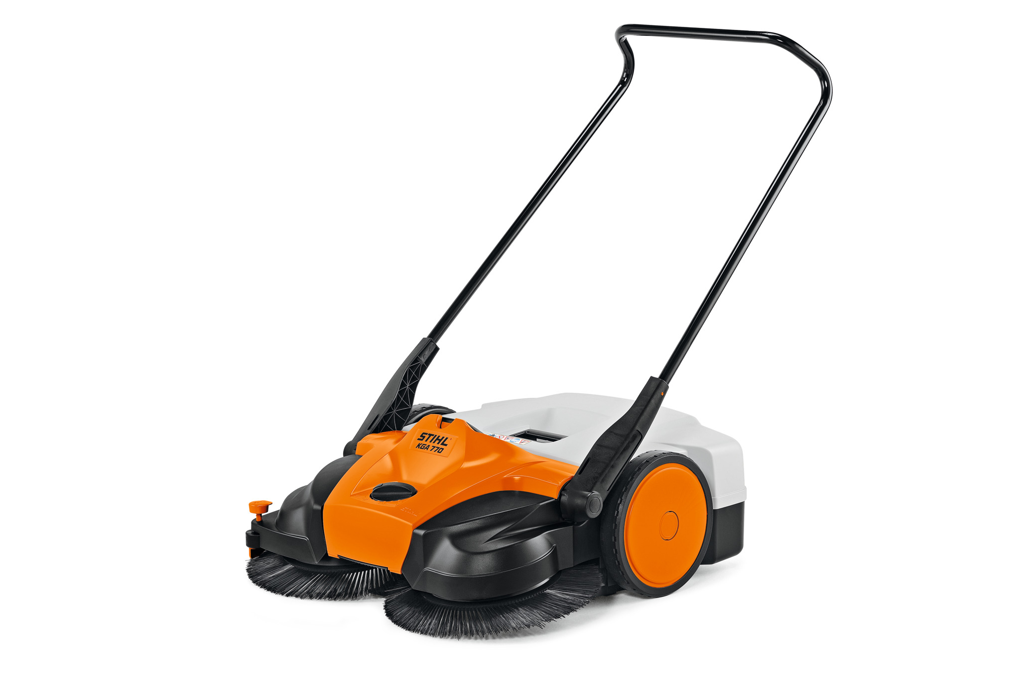 This easy-to-use, battery-powered sweeper for indoor or outdoor use features central height adjustment and downholder for detailed cleaning of a variety of surfaces.