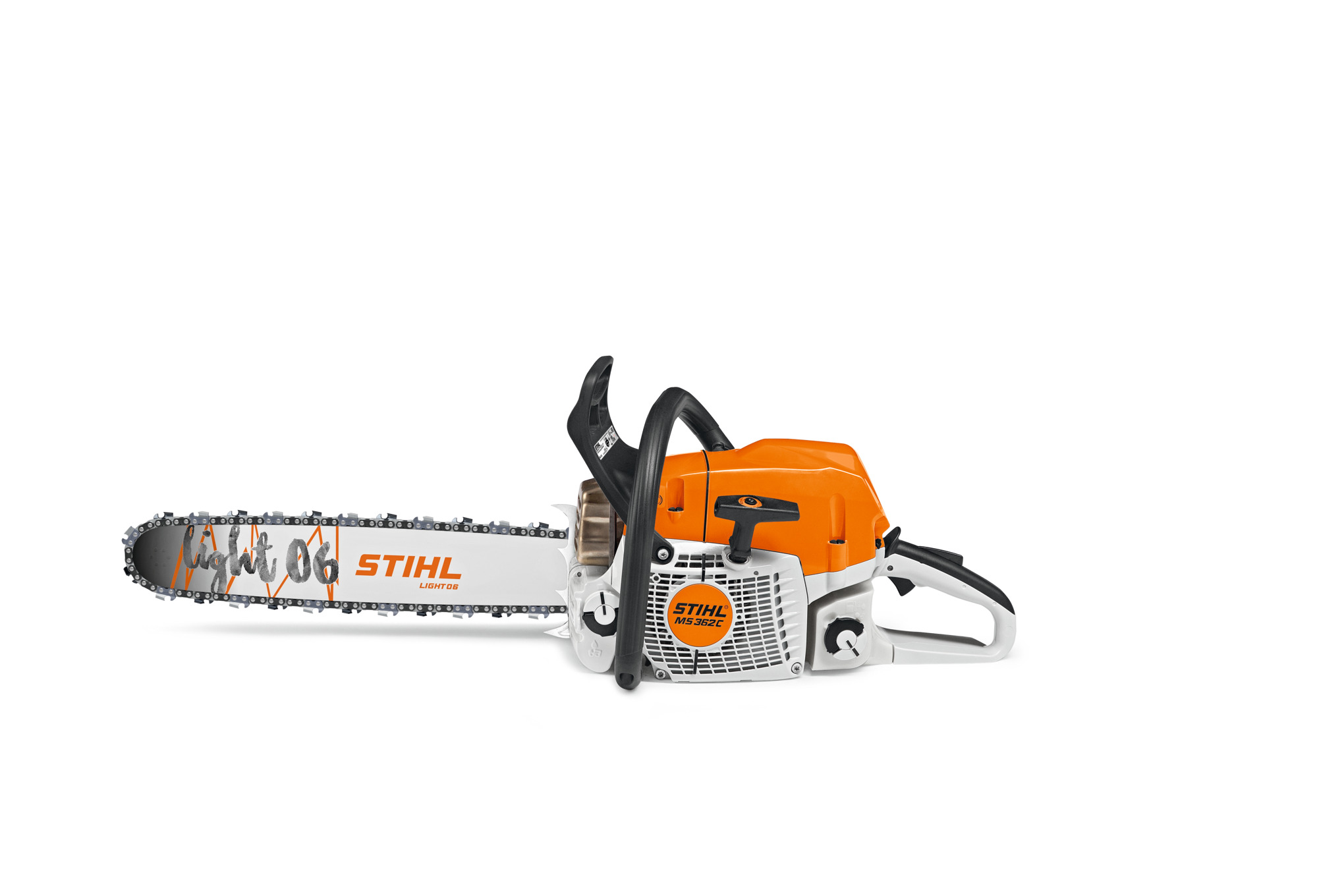 This saw offers the MS 362's optimum combination of torque, power and weight, as well as a wrap-around handle for use in multiple positions.