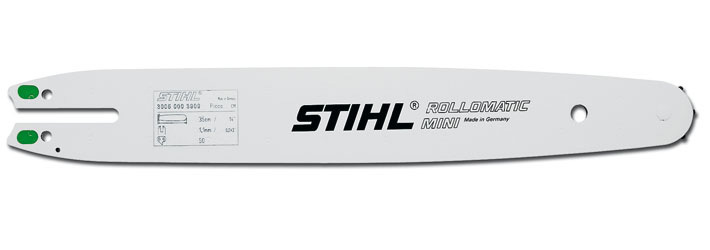 The standard version of the STIHL ROLLOMATIC® Ematic™ bar consists of three electrically welded metal plates (laminated guide bars).