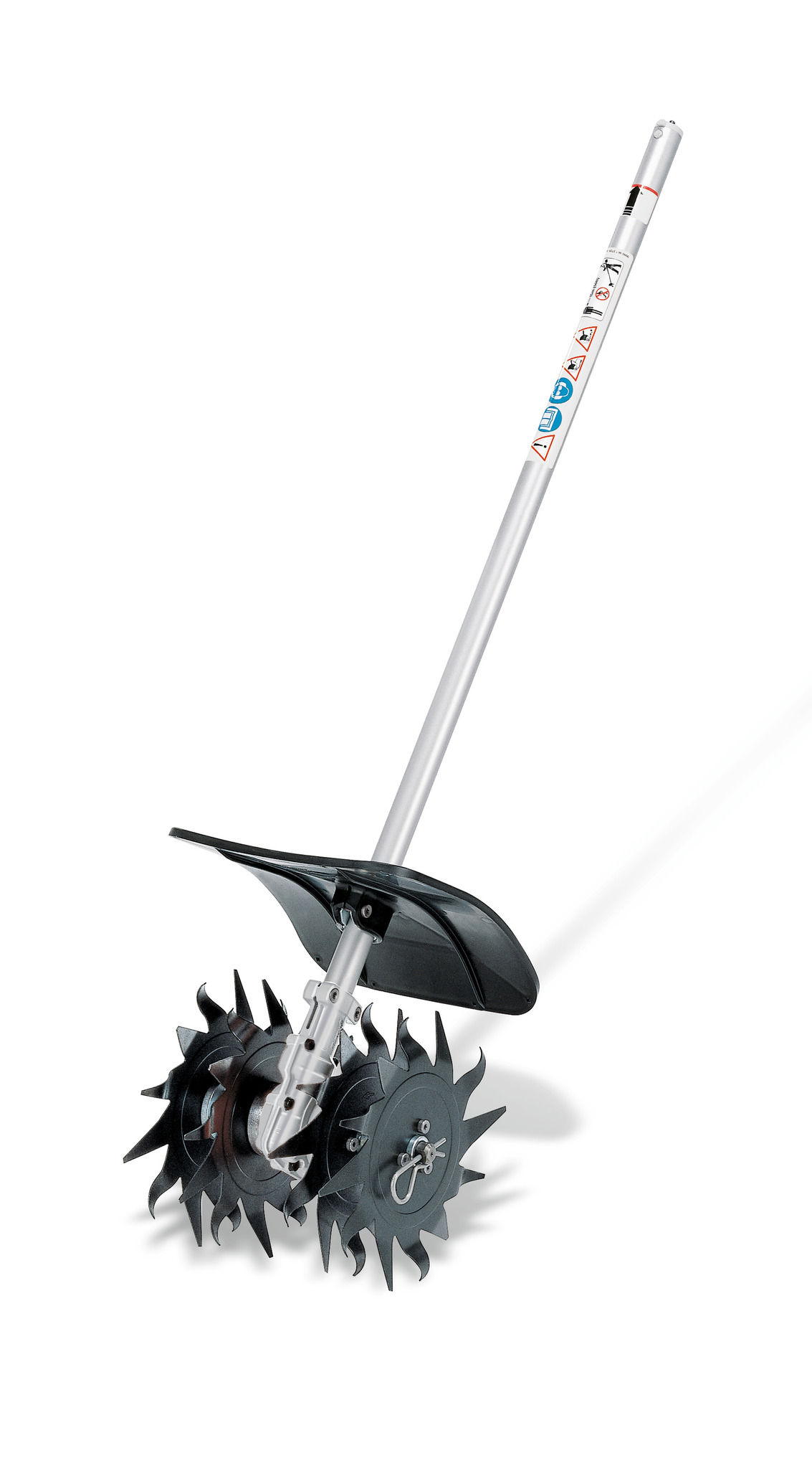 This STIHL KombiSystem mini-cultivator attachment is ideal for flower bed rejuvenation and mixing amendments into the soil.