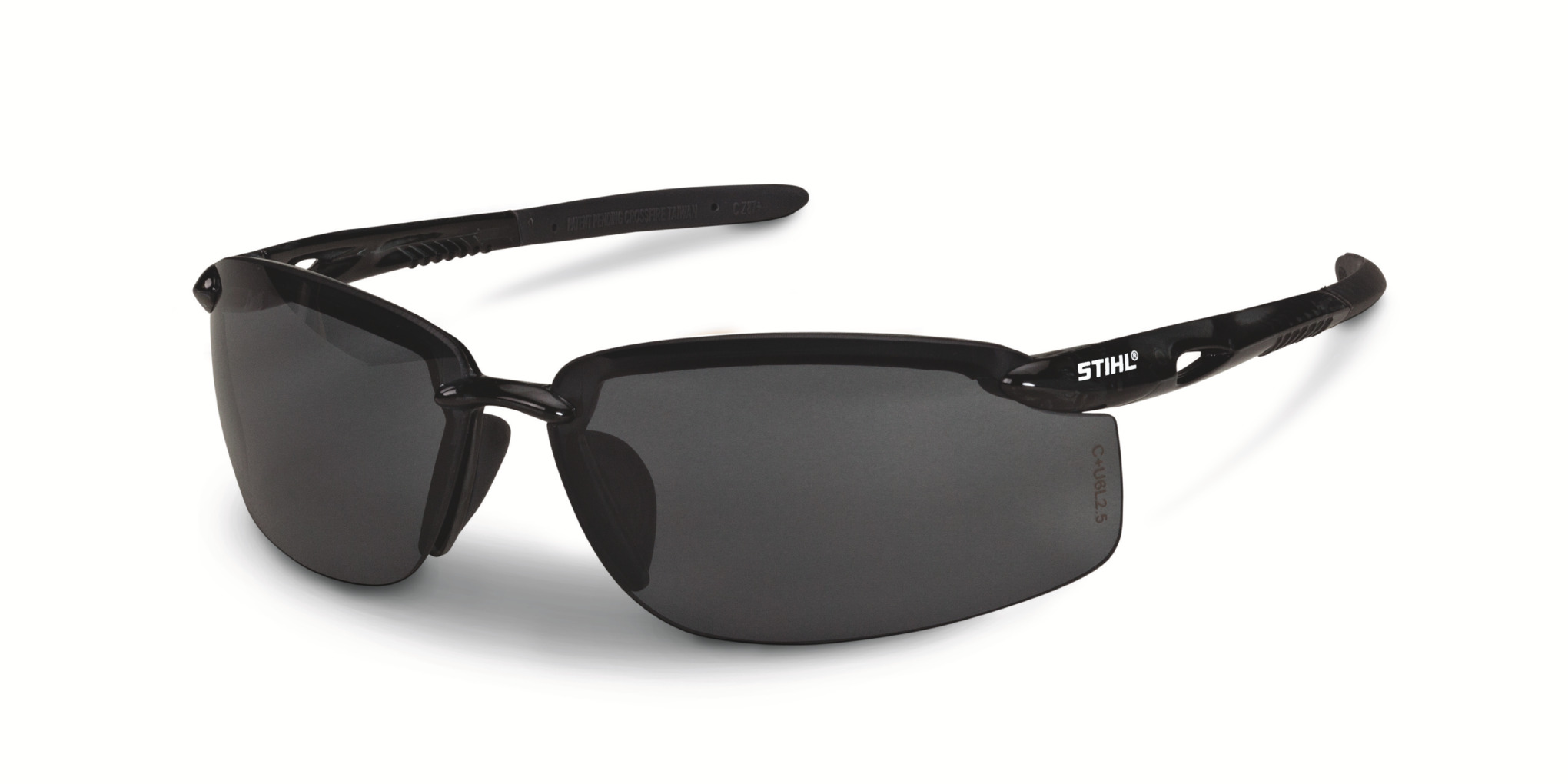 A commanding pair of protective eyewear that meets ANSI standards.