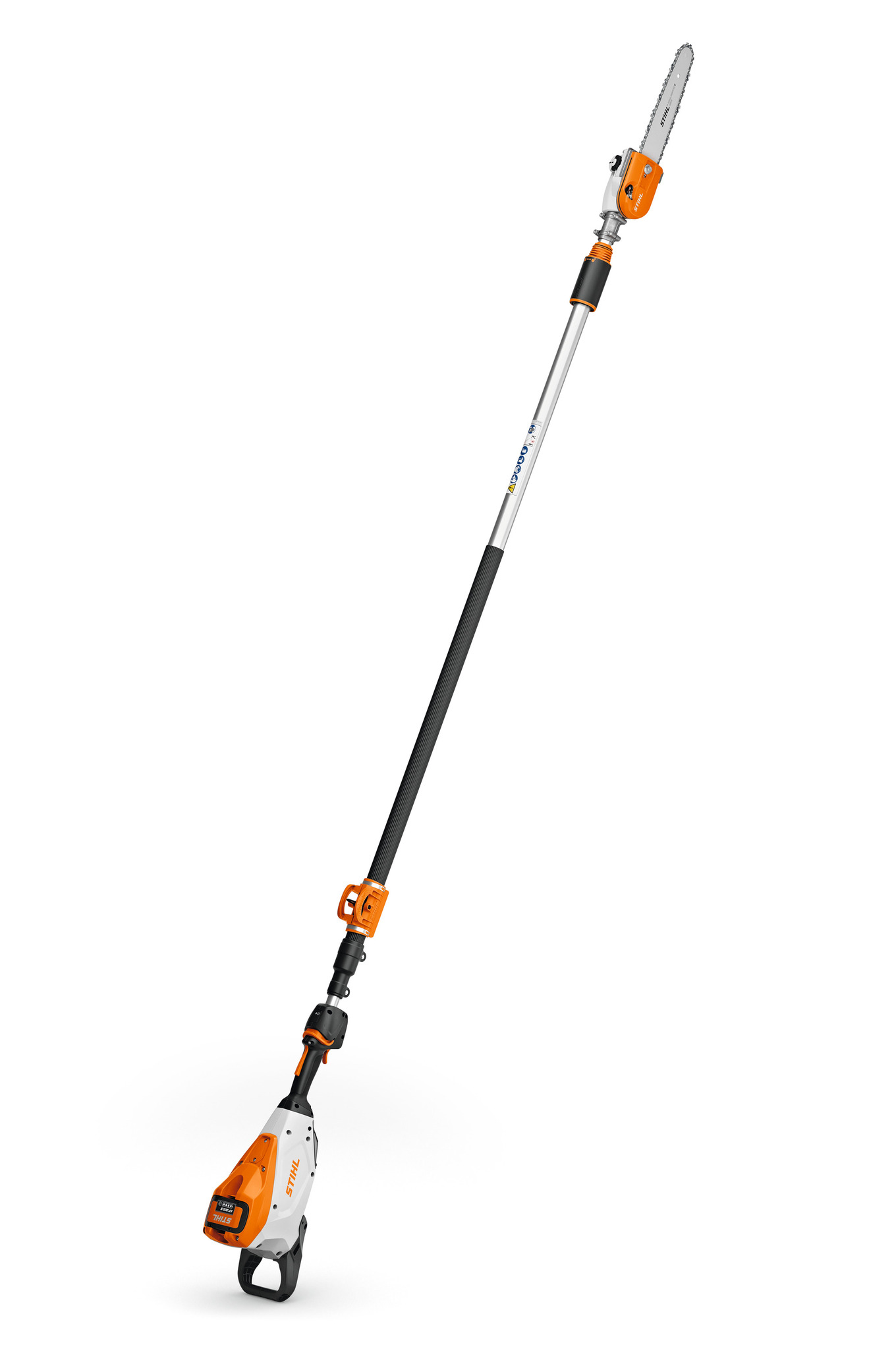 This pro-grade battery-powered telescoping pole pruner features a lightweight, robust design.