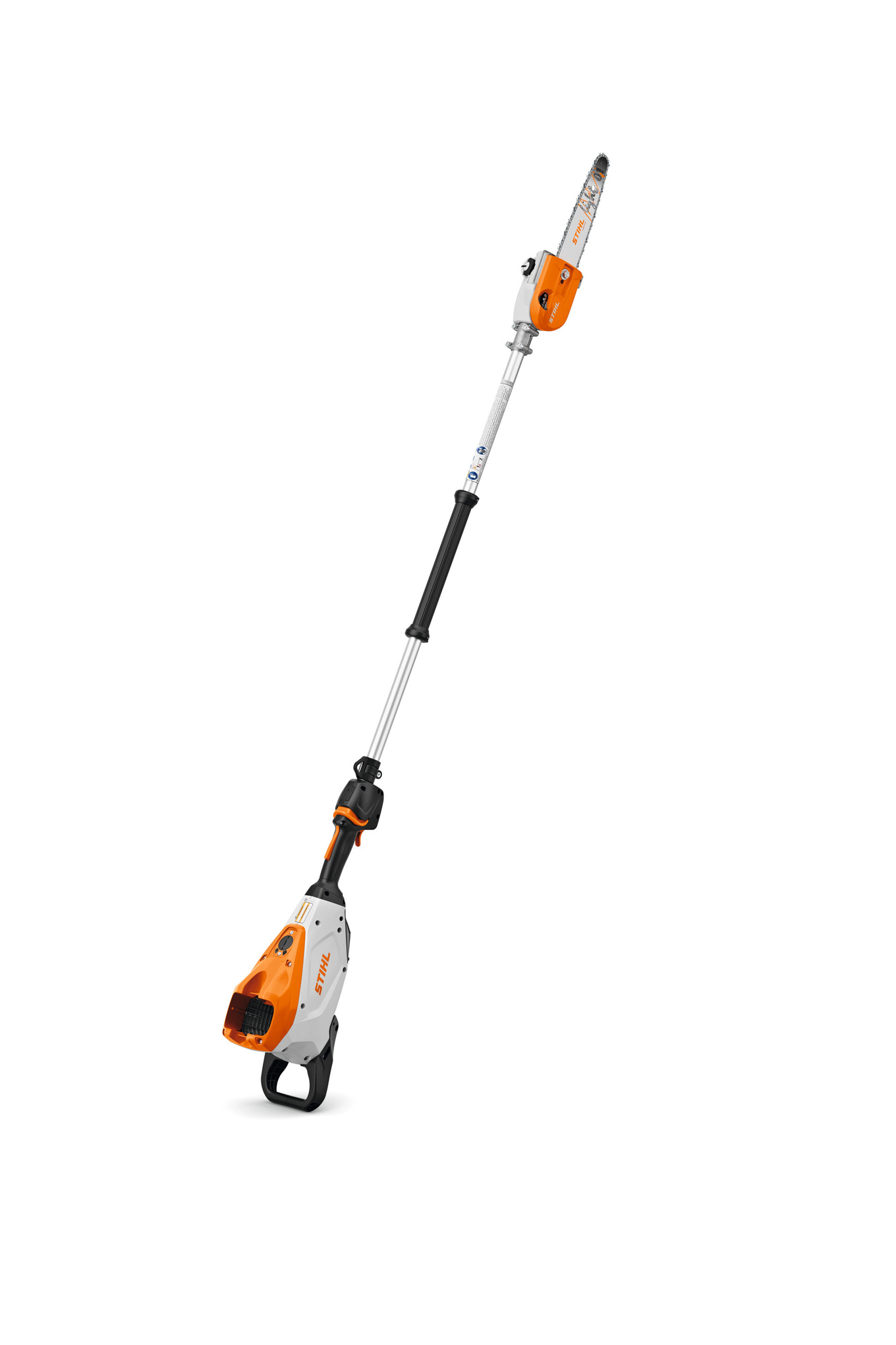 This fixed-shaft professional battery-powered pole pruner is ideal for thinning and pruning.