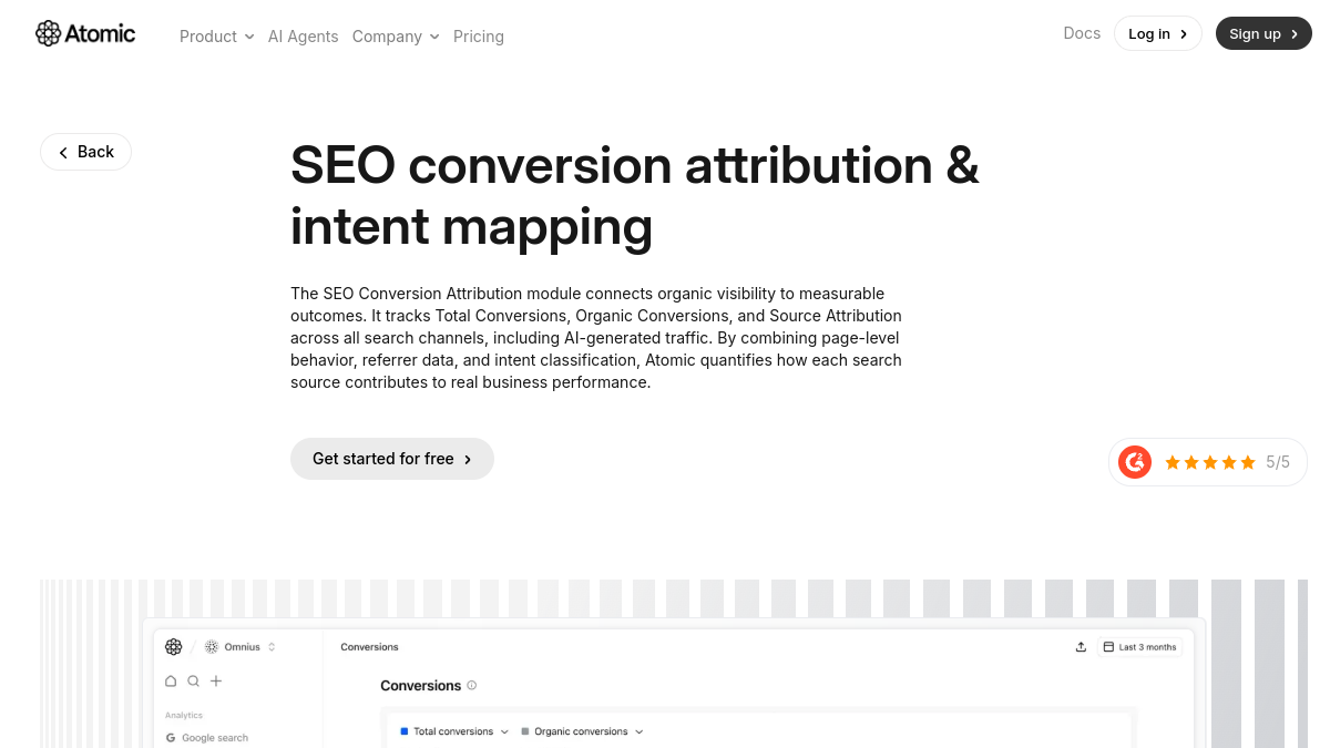 Atomic SEO conversion attribution and intent mapping dashboard