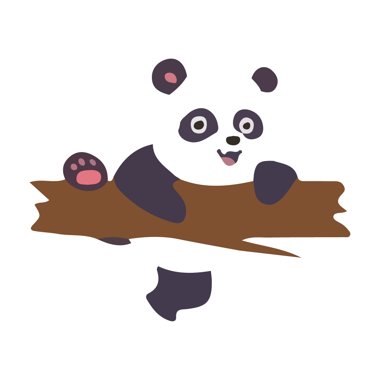 cartoon panda climbing on tree