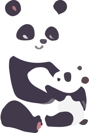 cartoon panda cuddling a baby