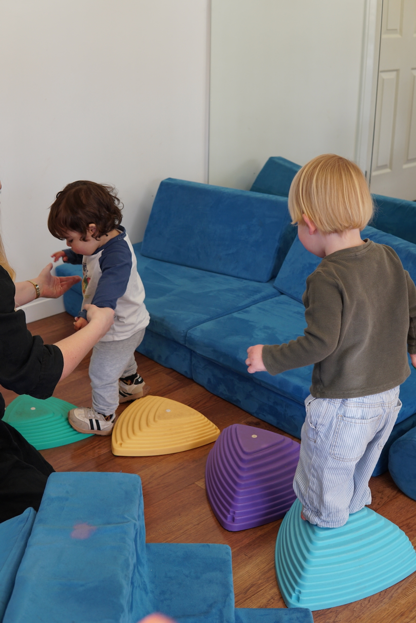 A therapist playing with children