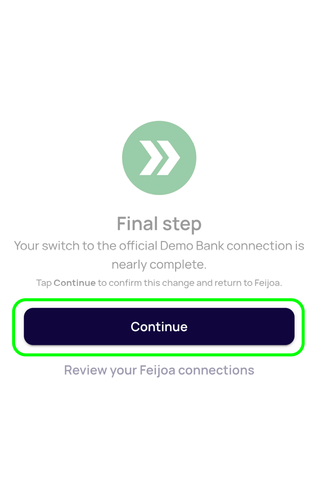 Confirm connections screen with the Save connections button