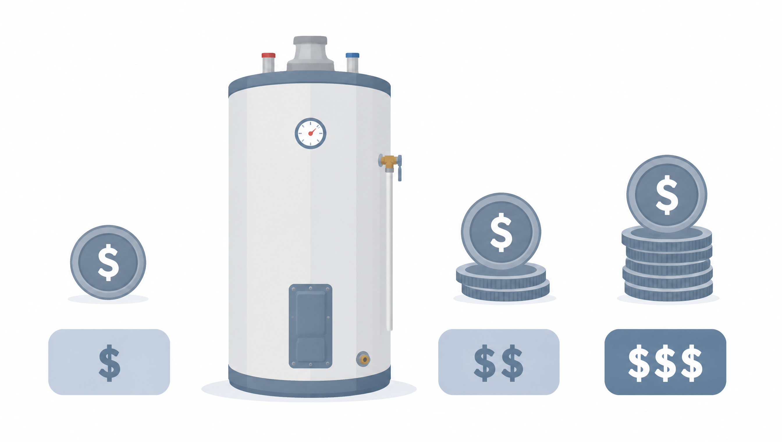 Illustration of water heater replacement cost tiers