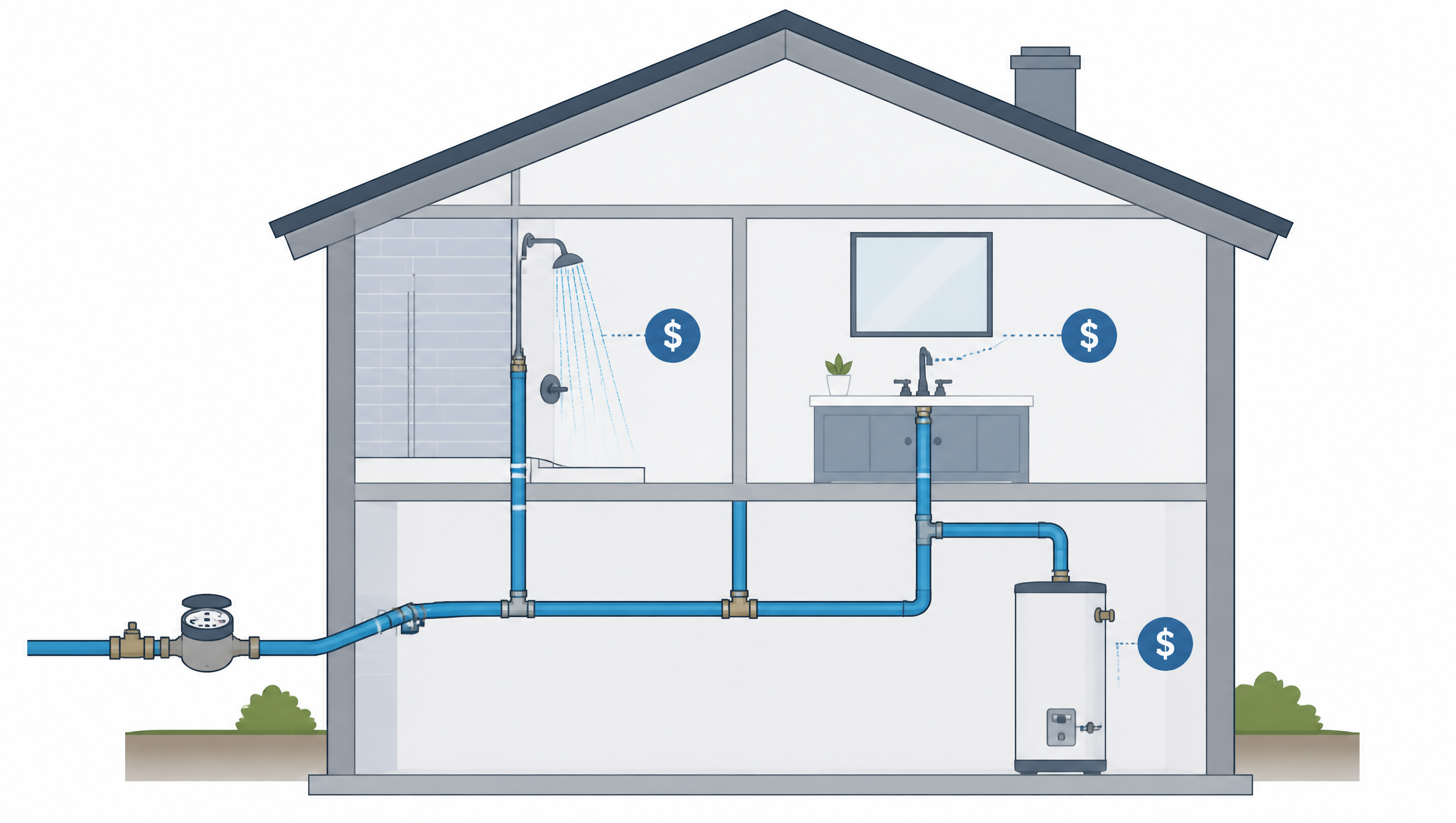 Diagram of home repiping cost by area