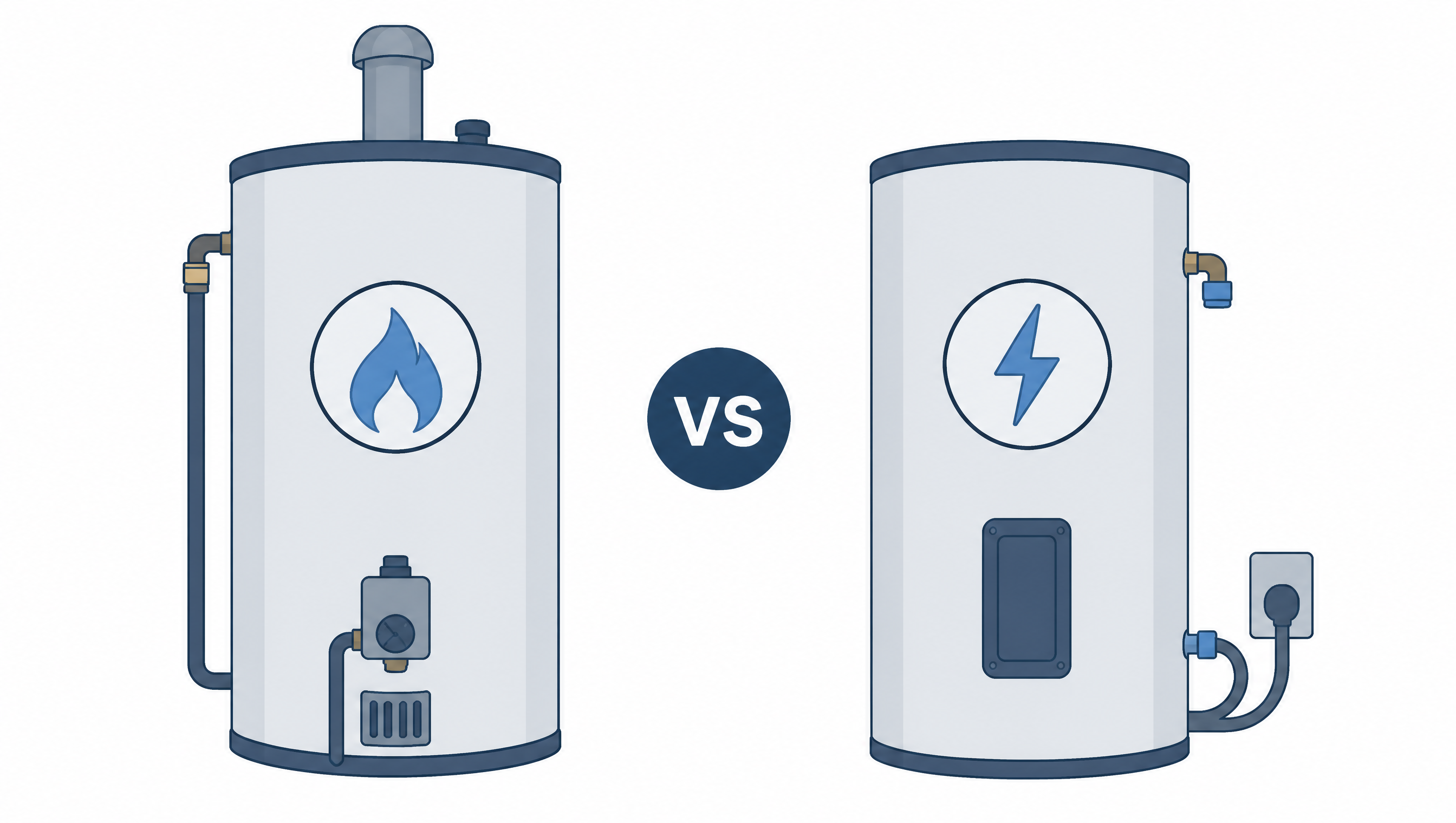 Illustration comparing gas and electric water heaters