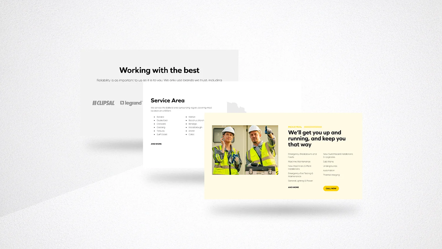 A showcase of site features on the Switched Electrical website
