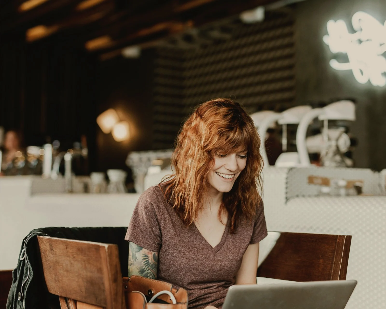 Woman working on laptop