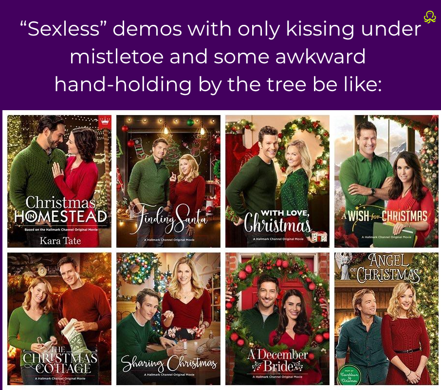 Hallmark Christmas movie collage joking about “sexless” demos, used to contrast polished, copy-paste AI proctoring demos with messy real-world testing conditions and internet issues.