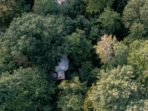 Cabane SPA perchée dans la forêt