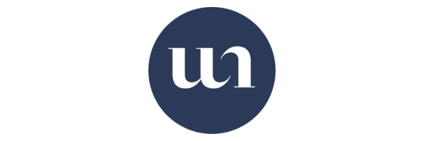 Unicstay logo with stylized white 'u' and 'n' on a dark blue circular background.