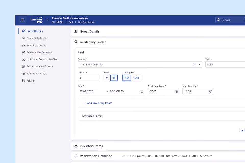 Reservation management