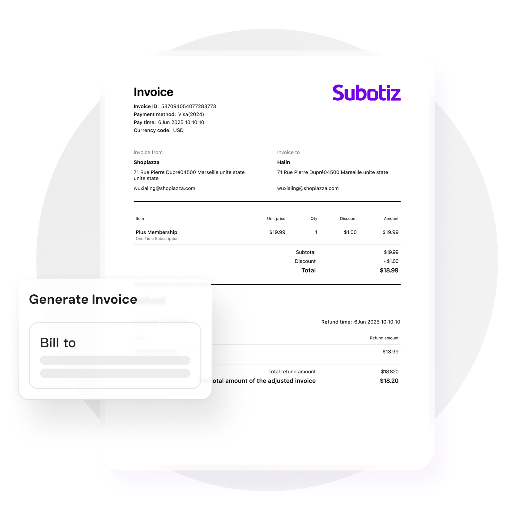 Custom invoicing