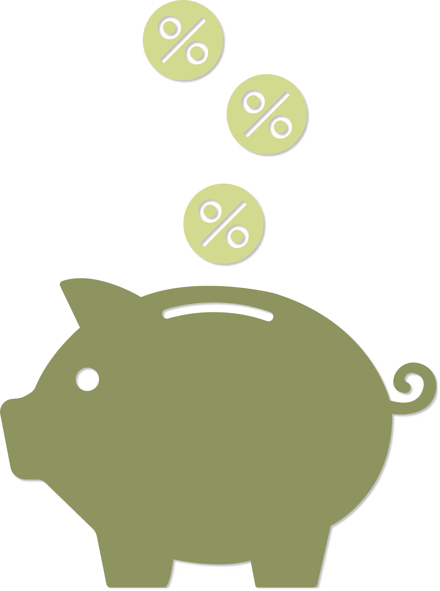 Sparschwein mit Münzen, die von oben in das Sparschwein fallen