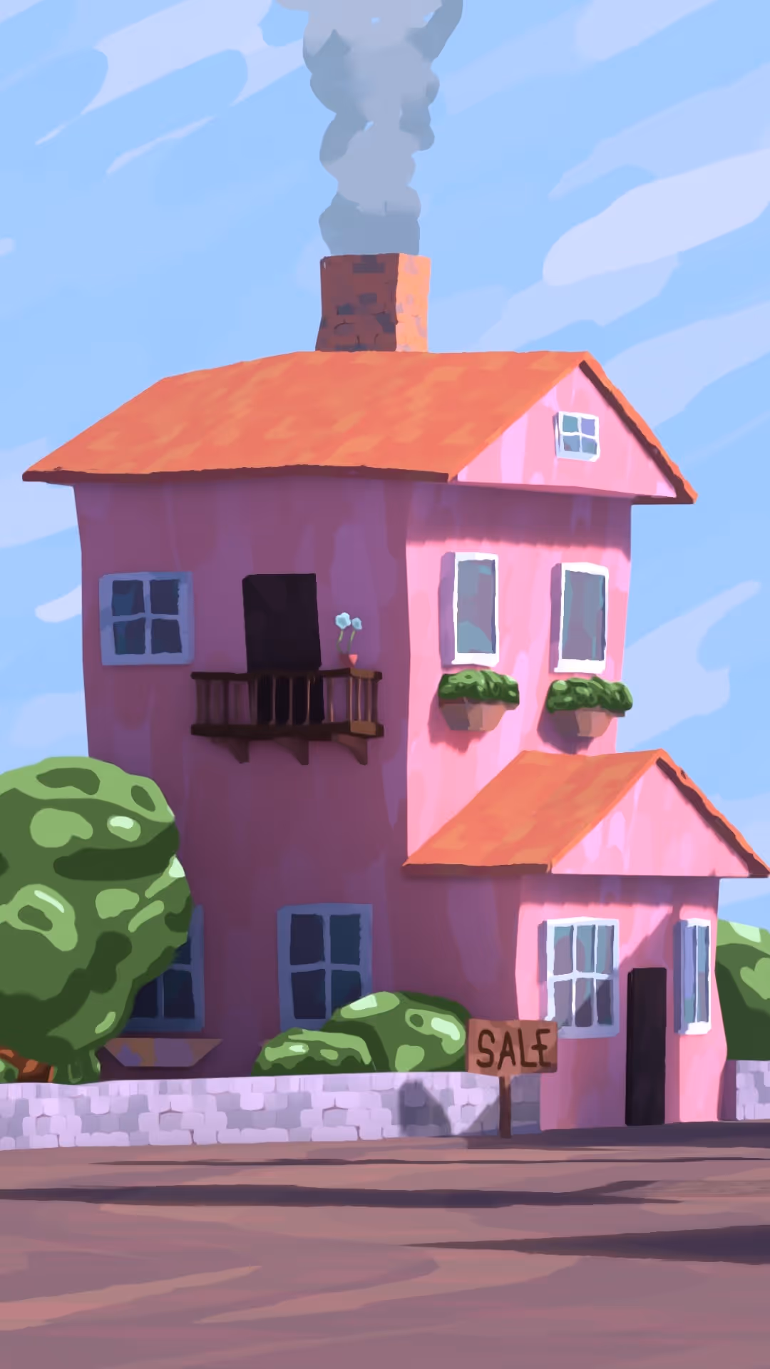 Pink house 3D render