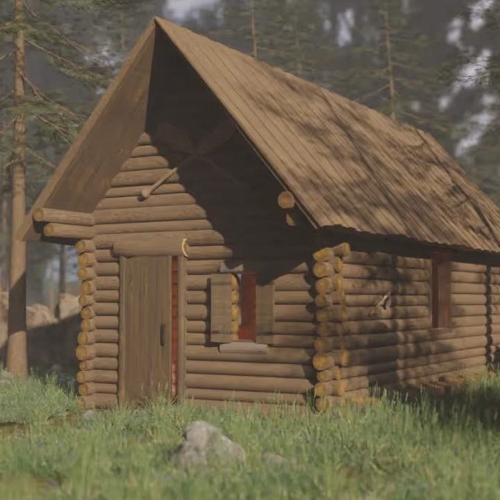 Log cabin 3D render