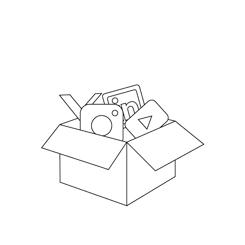 gif für di eInfluencer Box mit Social Media Icons die rausliegen.