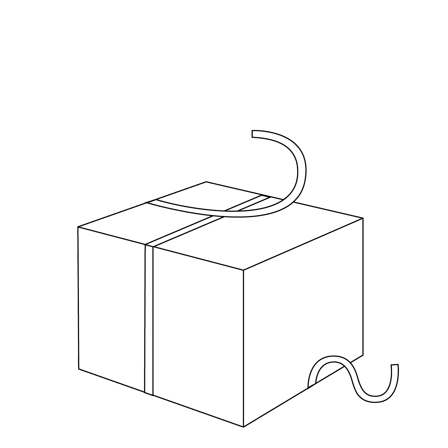 Gif Animation wie Geschenk sich aufpackt, linien illustration. 