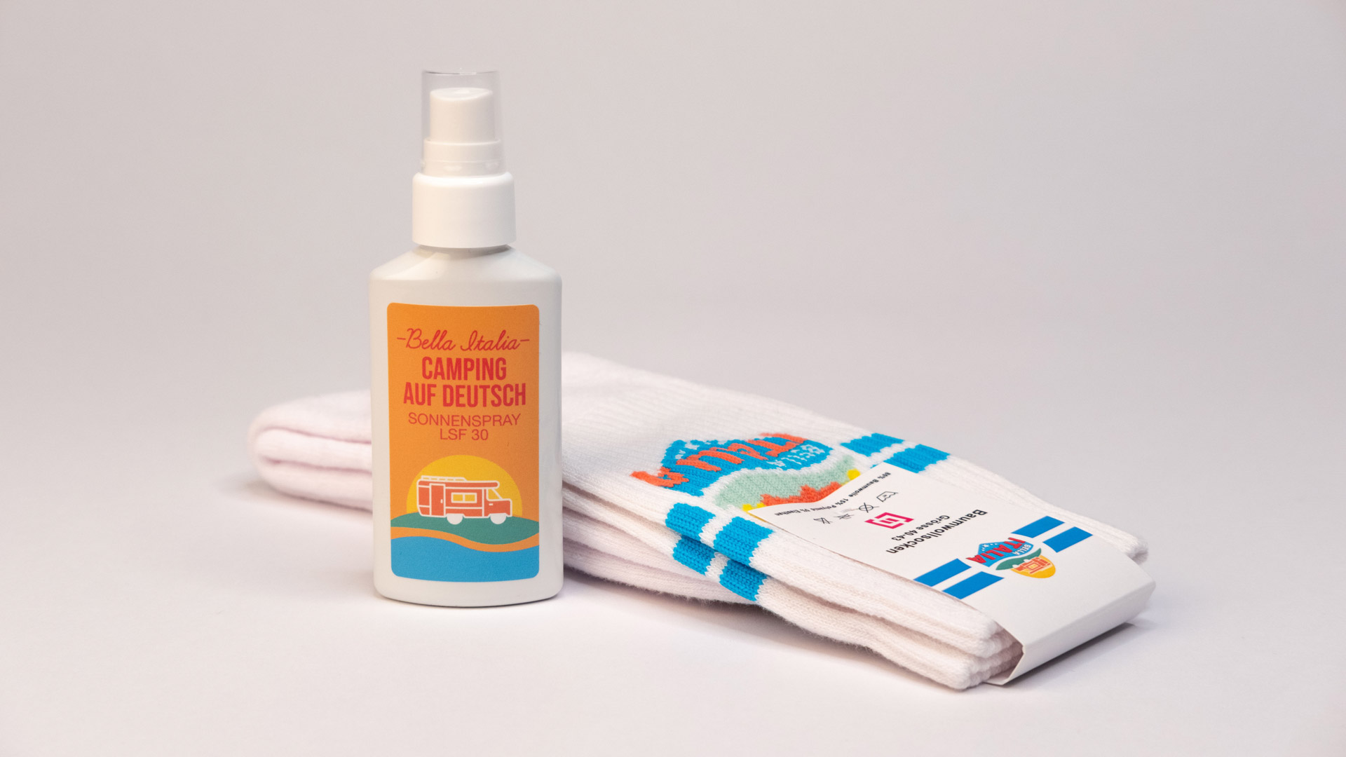Produktshoot von Bella Italia Socken und Sonnencreme RTL2. Giveaway.
