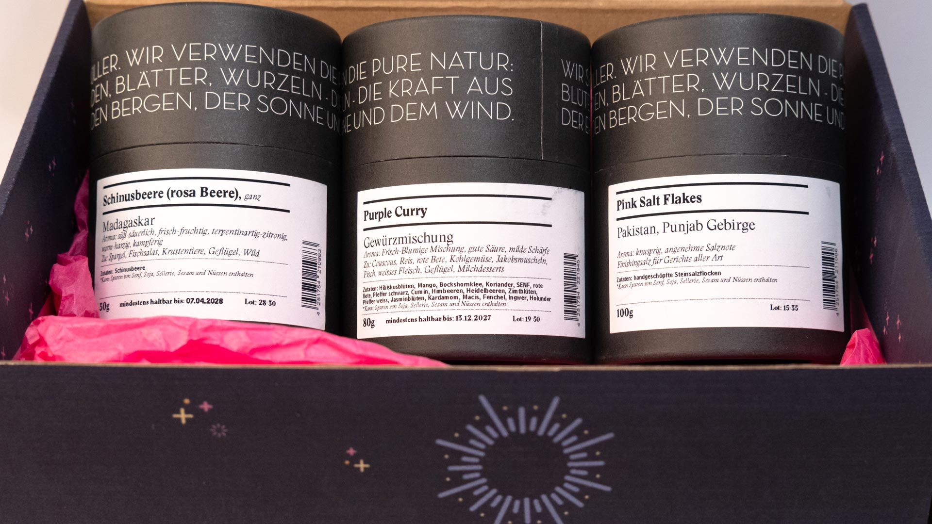 Drei Gewürze Detailaufnahme der Octopus Energy Box.