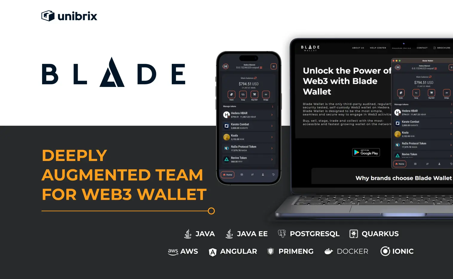 Blade fintech wallet screens — built brick by brick by Unibrix team