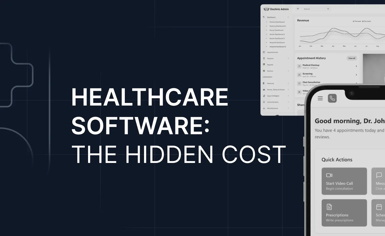 Healthcare software dashboard and mobile application interface for digital health platforms