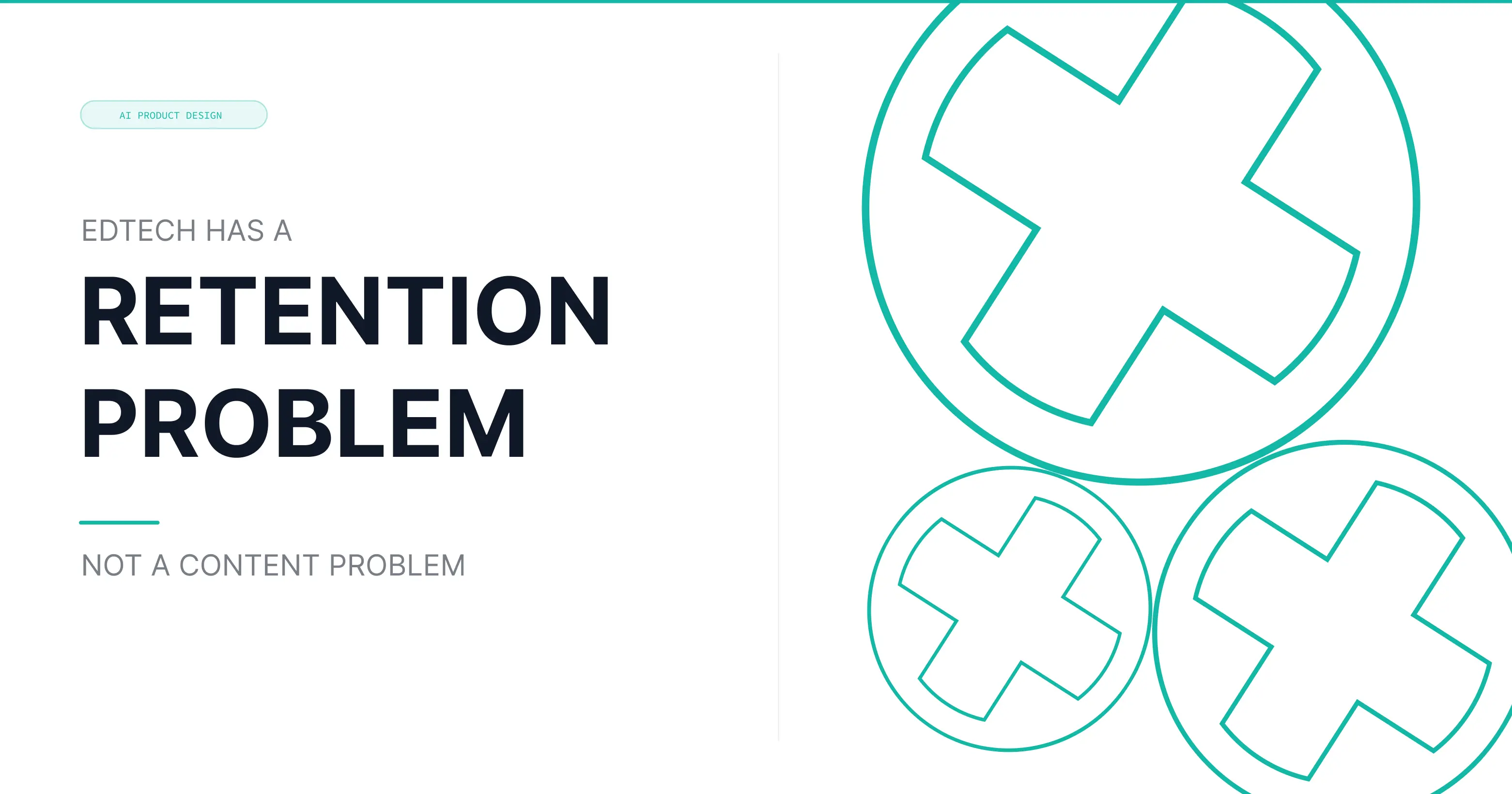 Unibrix-style blog cover for “EdTech Has a Retention Problem,” using bold editorial typography and abstract geometric patterns.