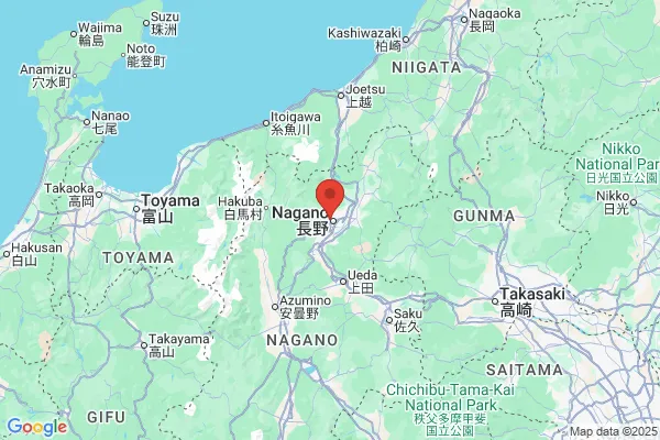 Google Map preview of Chubu Region tattoo-friendly onsen in Japan
