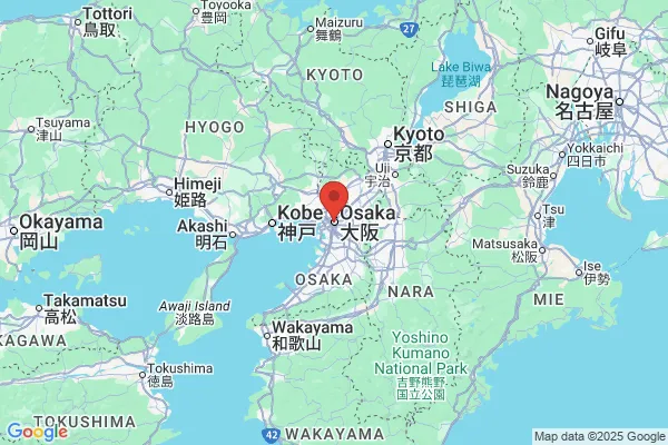 Google Map preview of Osaka Prefecture tattoo-friendly onsen in Japan